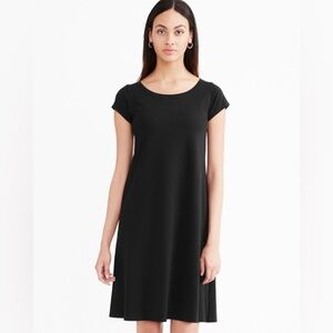 Eileen Fisher swing tshirt dress ballet petite organic cotton cap short sleeves